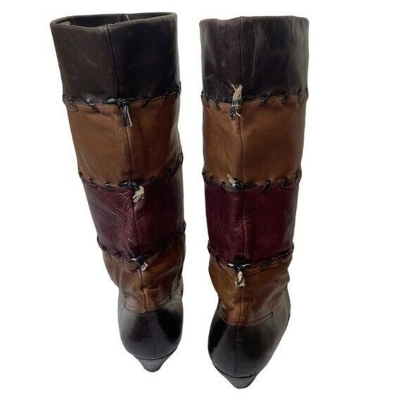 Vintage ADRIANO FOSI Italy Leather Boots Slouchy Patchwork Women’s Size 6 - Picture 7 of 12